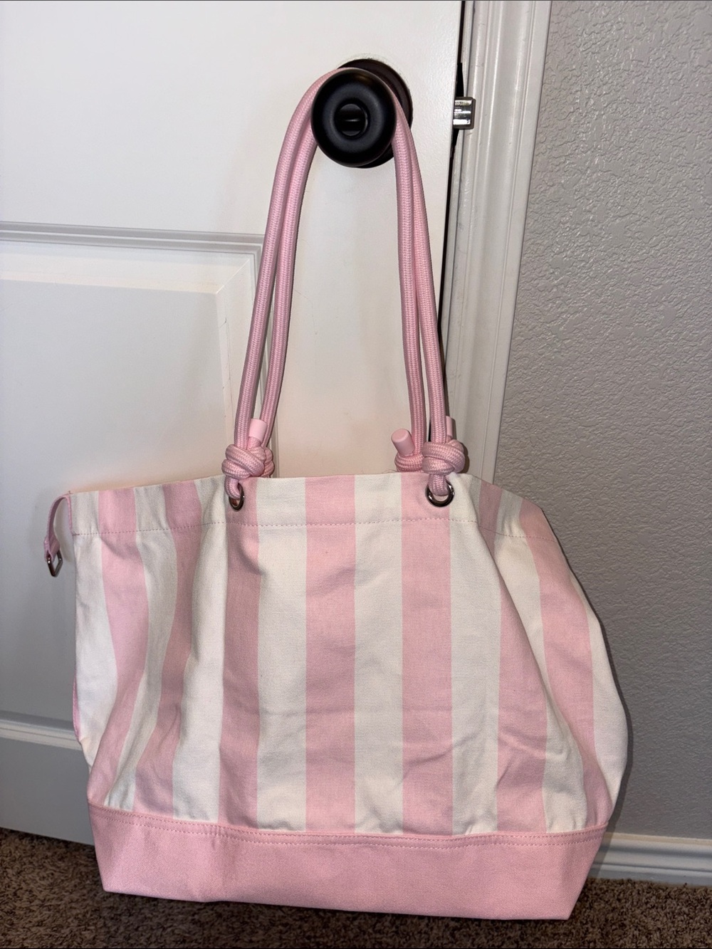 Victoria's Secret Heritage Striped Canvas Tote NEW - Picture 3 of 5
